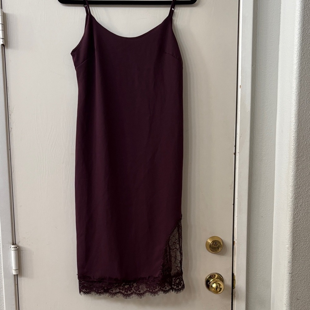 Leith Mauve Slip Dress with Lace Trim